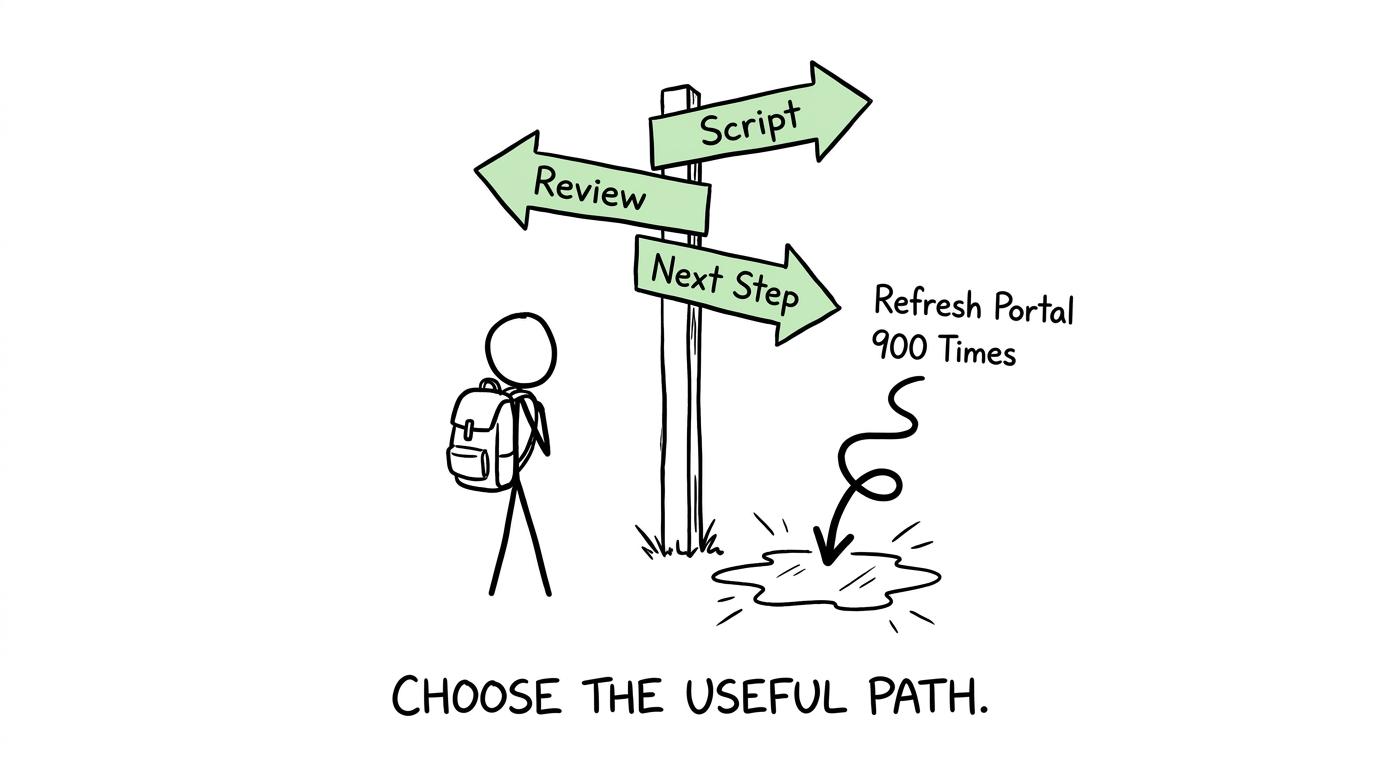 A student choosing useful post-results steps instead of refreshing a portal