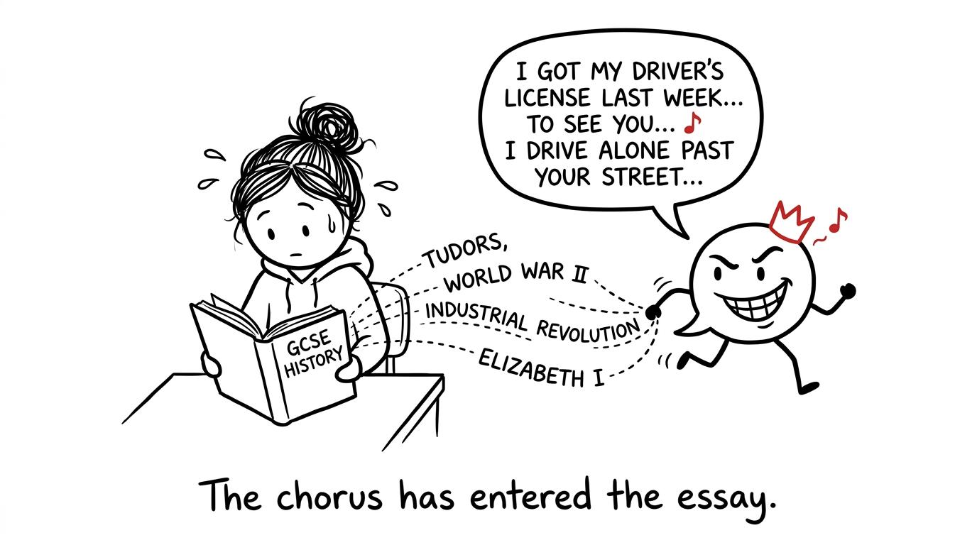 A mischievous song lyric stealing words from a History textbook