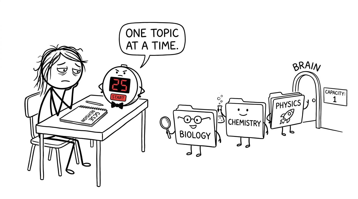 A revision timer allows one science topic through at a time