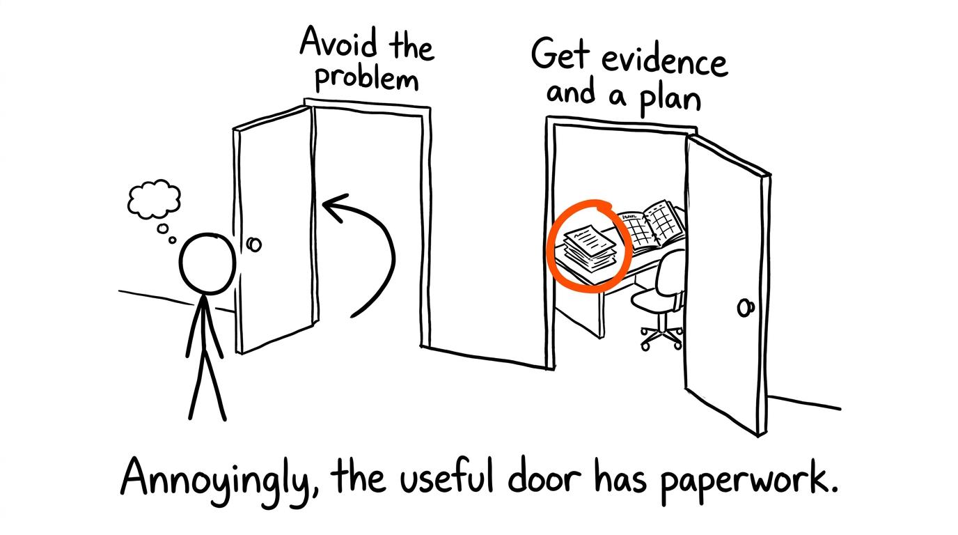 The useful decision door contains evidence, a timetable and paperwork