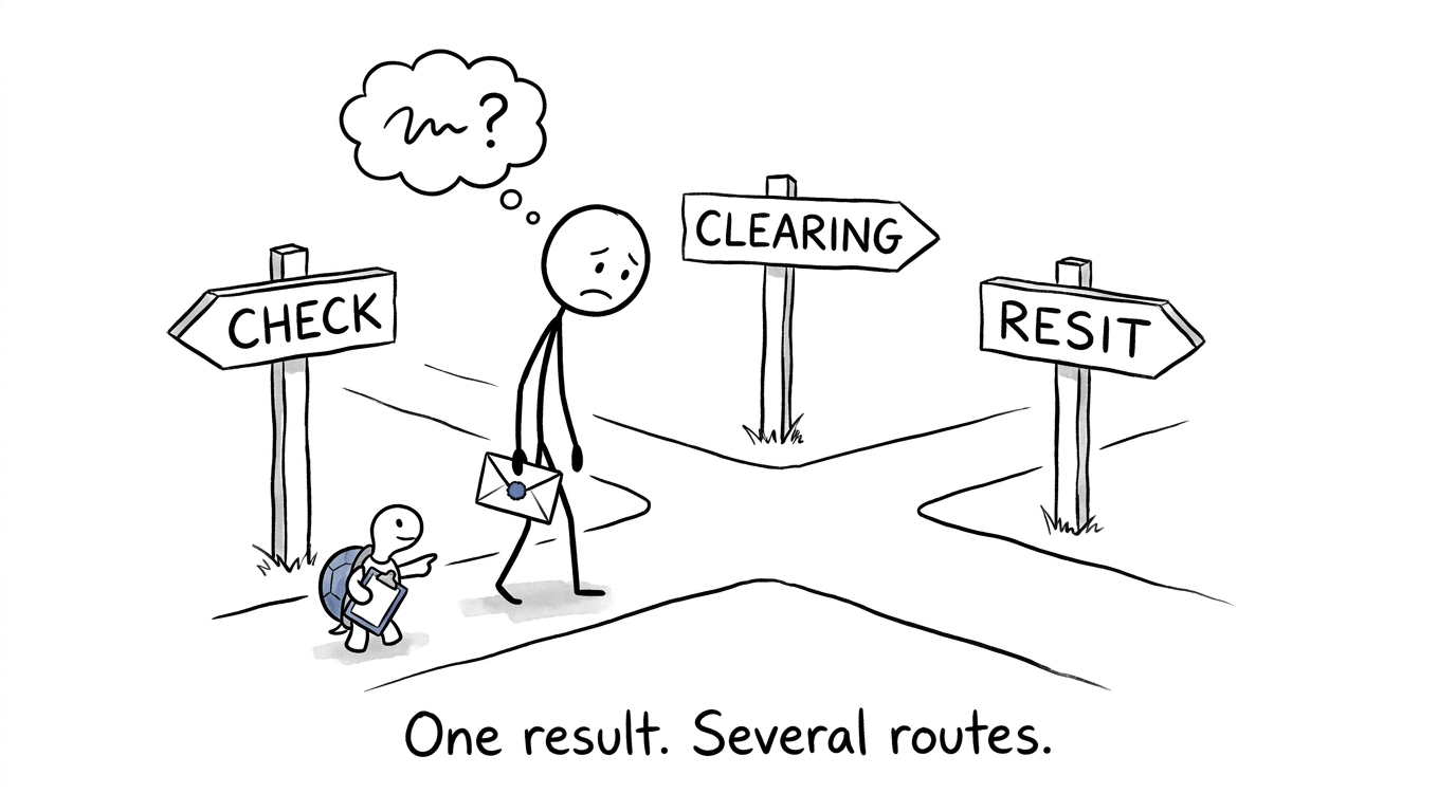 A student choosing between checking, Clearing and resitting after results day