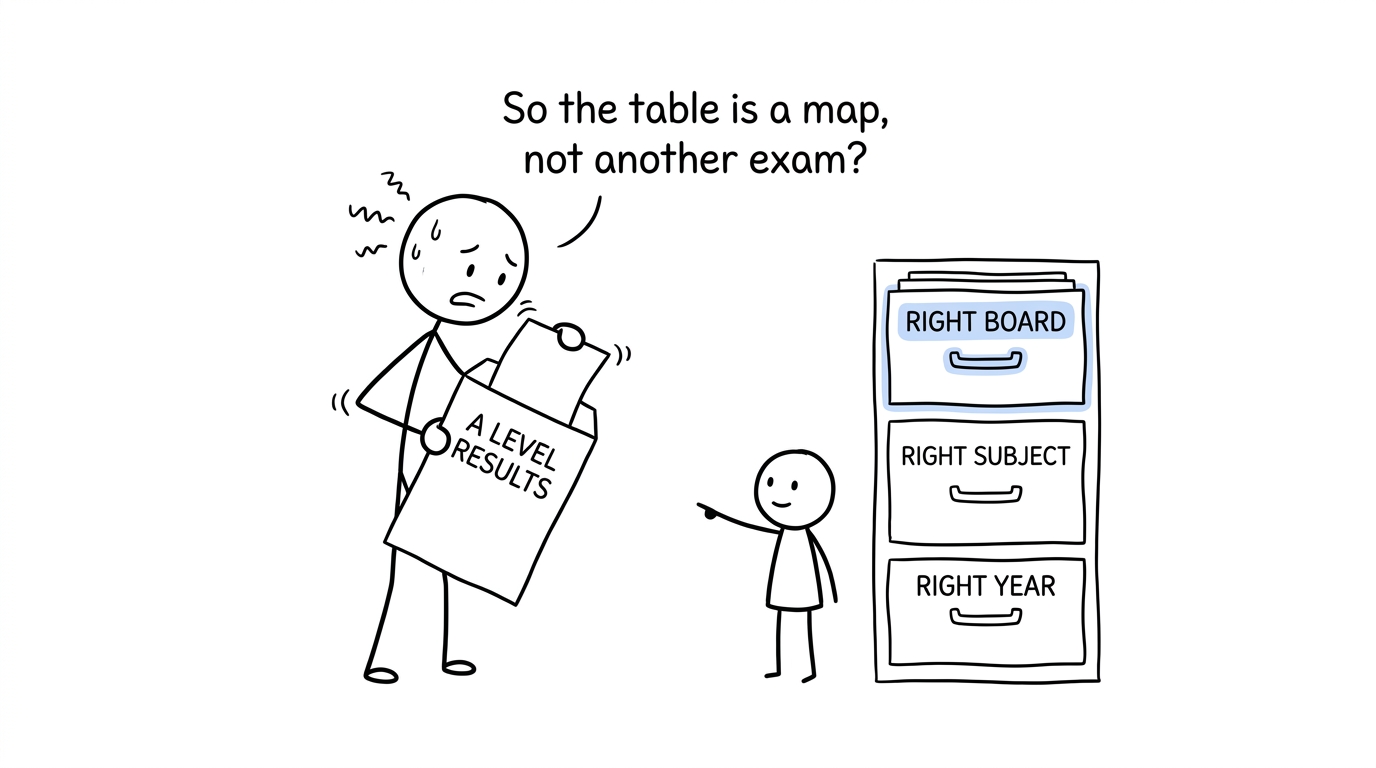 A student discovers that a grade boundary table is a map rather than another exam