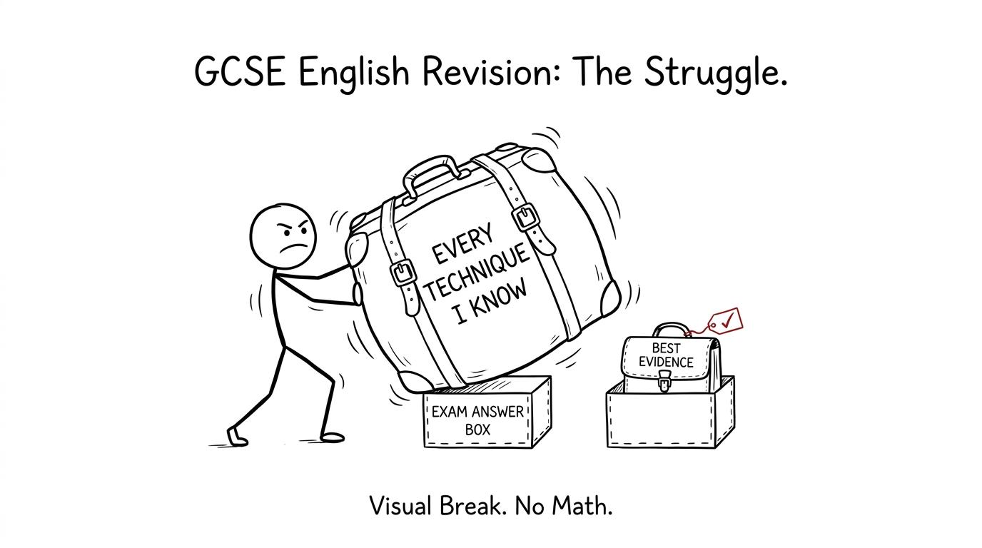 A huge suitcase of techniques fails to fit into an exam answer