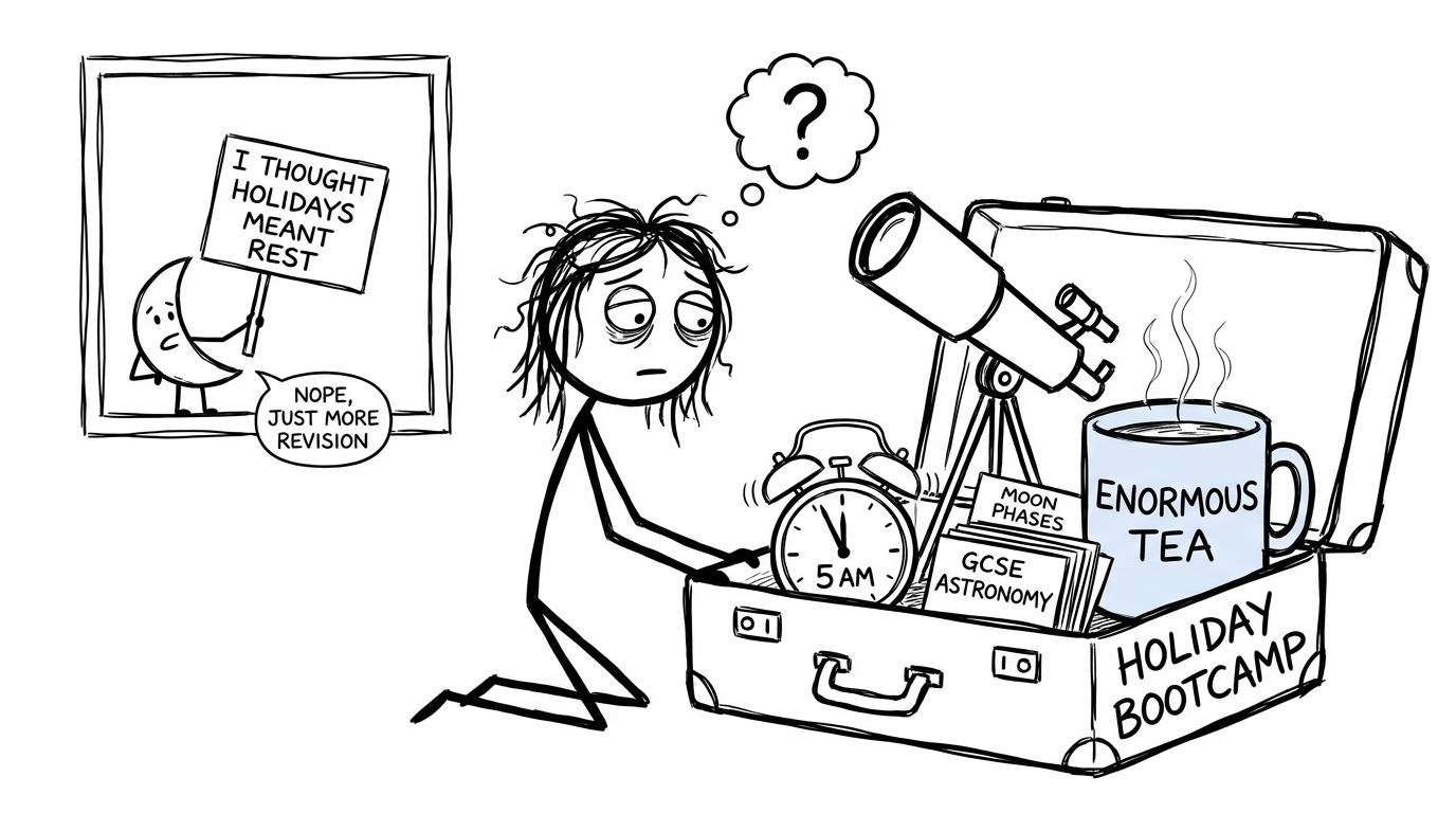 A student discovers that an astronomy holiday bootcamp contains rather less holiday than expected