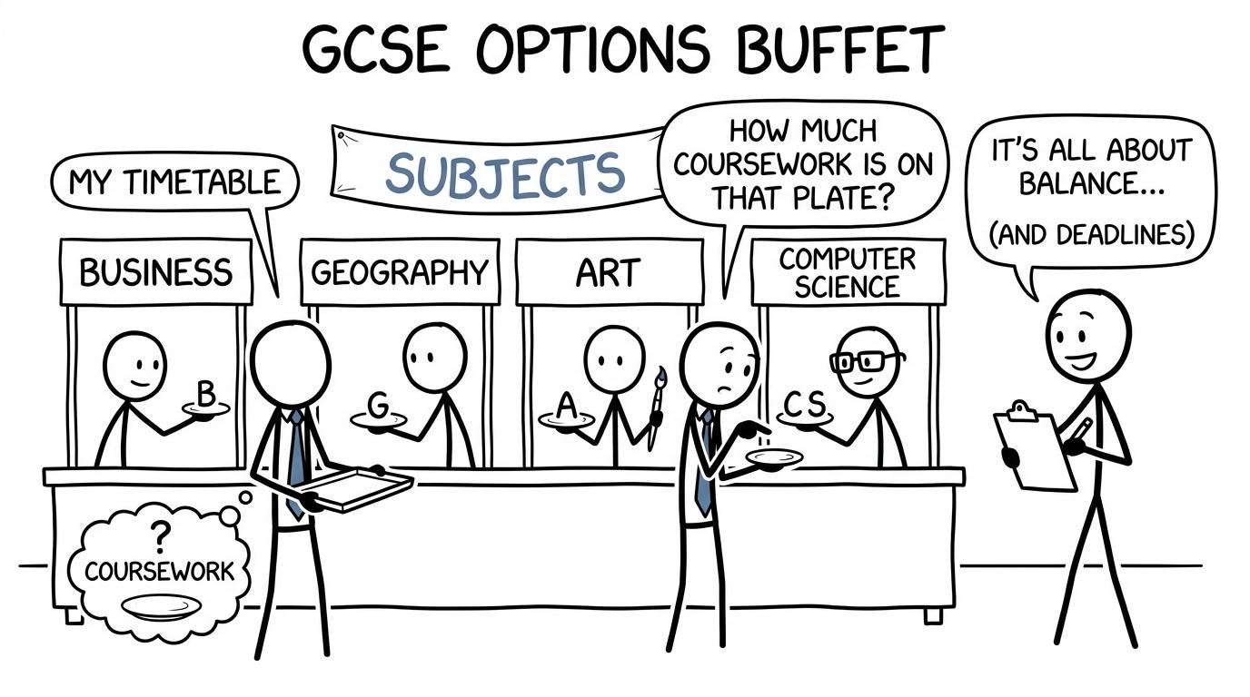 A student considers the workload at a GCSE options buffet