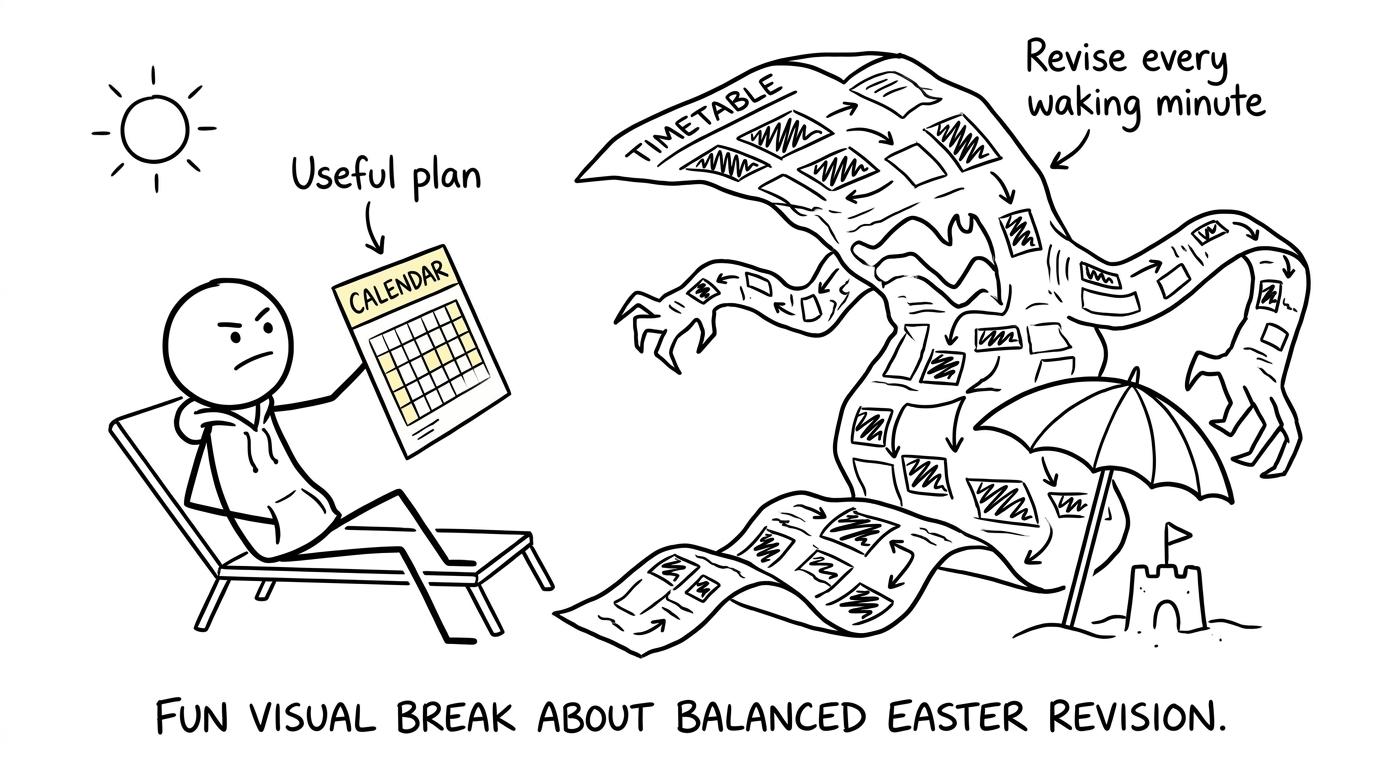 A student protects a peaceful holiday from an enormous revision timetable