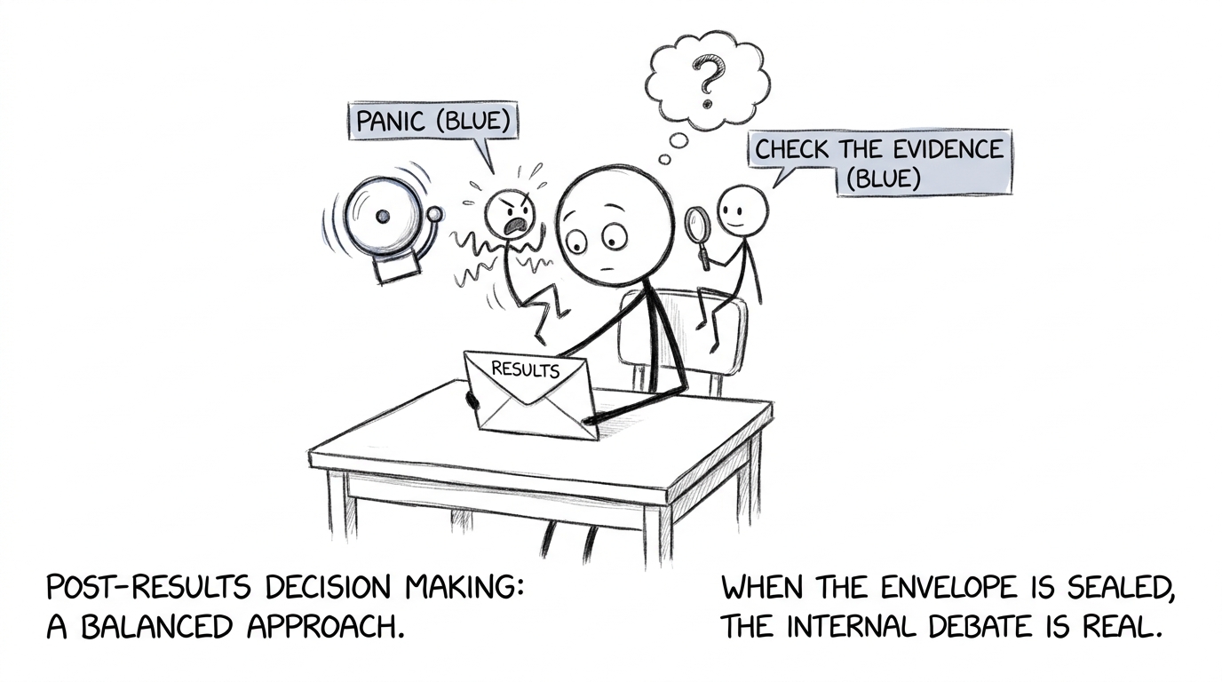 A student choosing evidence over results-day panic