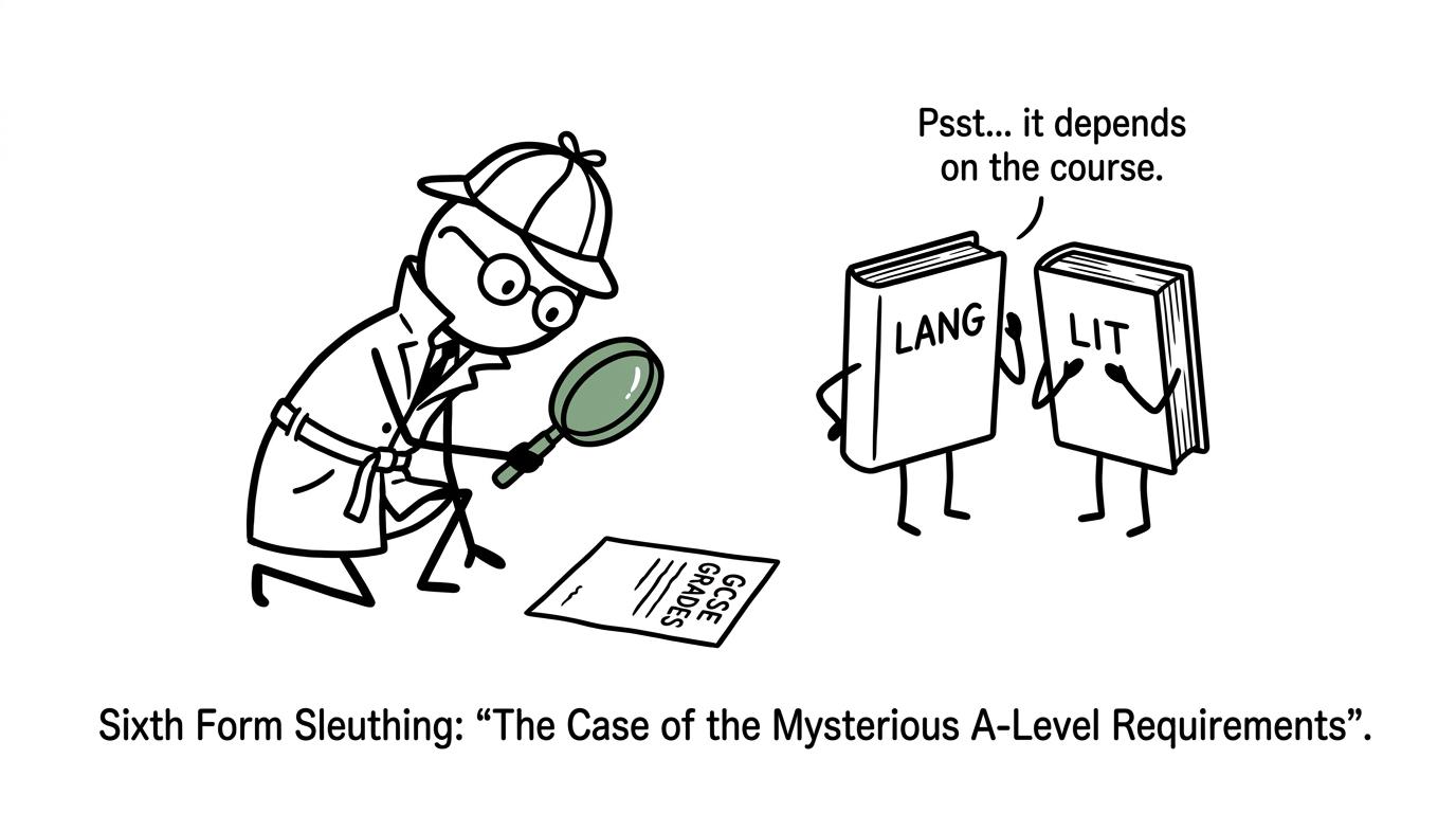 An application form investigates English grades while the books admit that the answer depends on the course