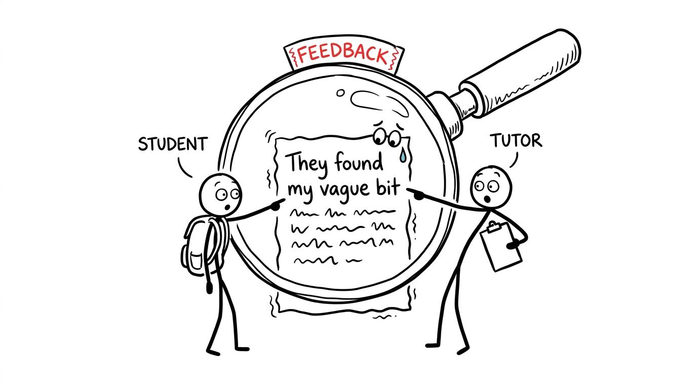 A tutor using a giant feedback magnifying glass