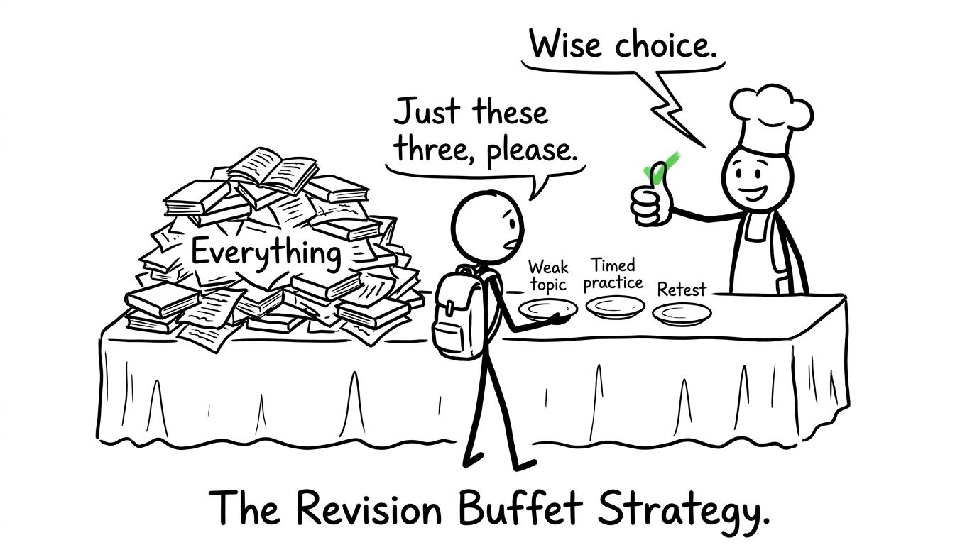 A student chooses focused revision instead of trying to revise everything