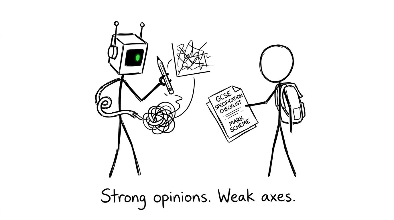 A robot with strong opinions struggles to draw a graph while a student offers a checklist