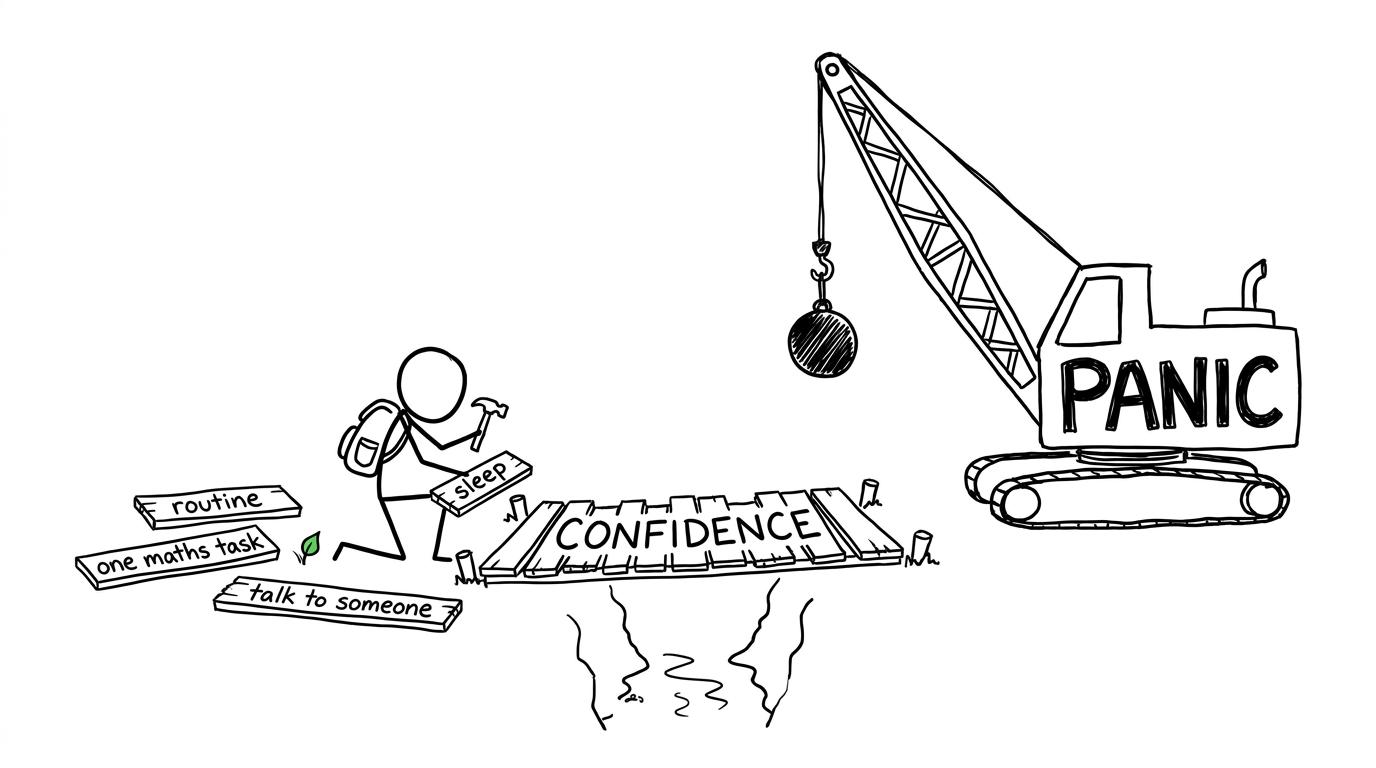 Confidence being repaired with small planks while the panic crane remains unused