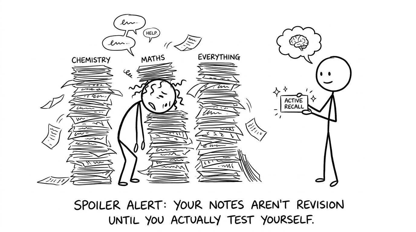 A stressed student meets active recall