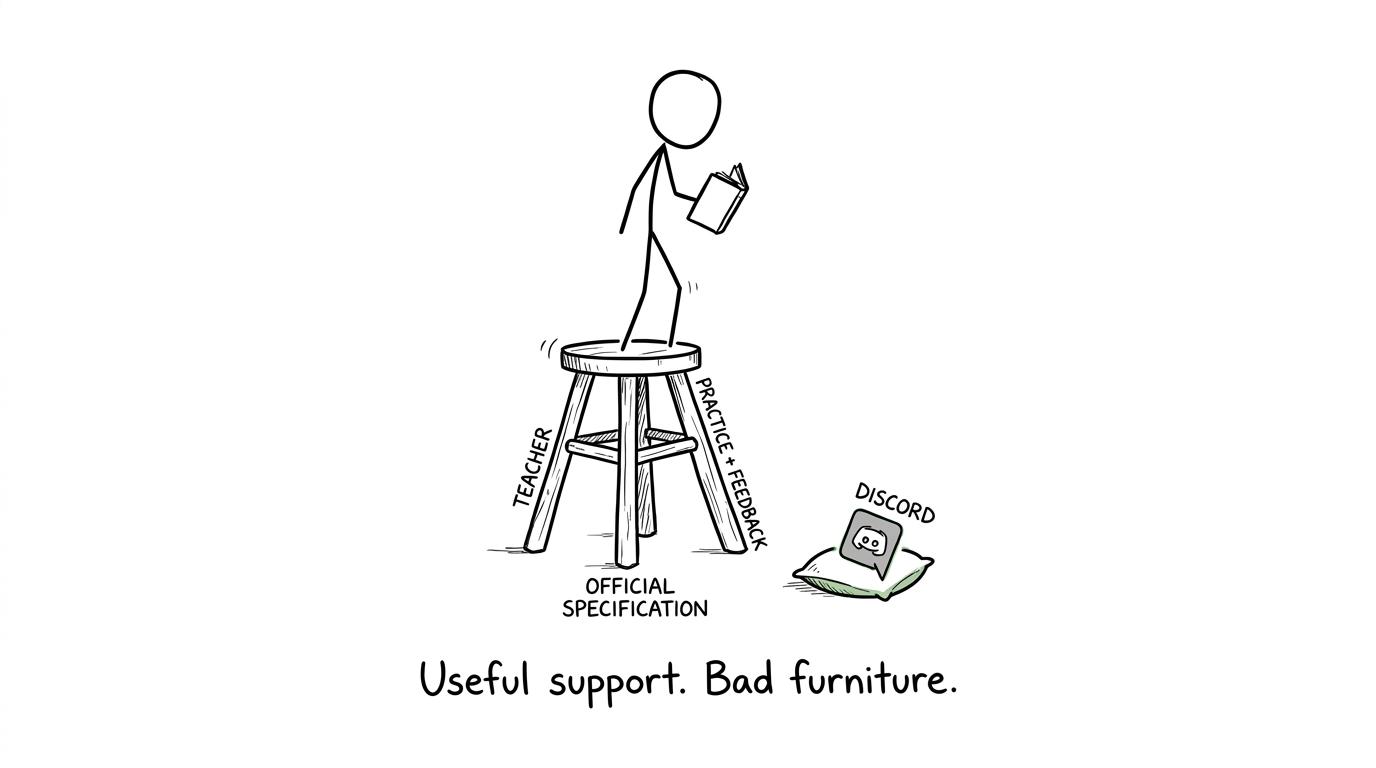 Discord shown as an optional cushion rather than the foundation of revision