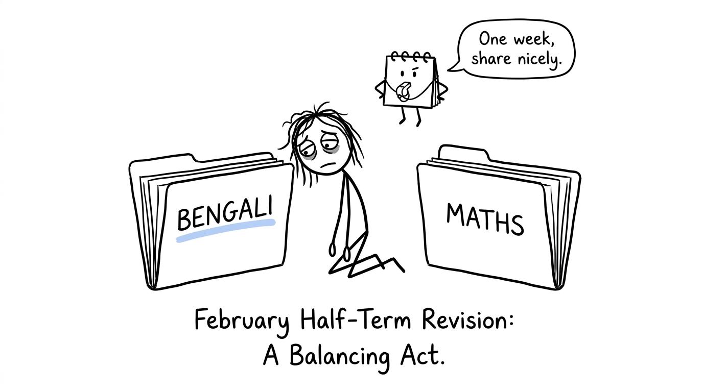 A calendar referees Bengali and maths revision during half-term