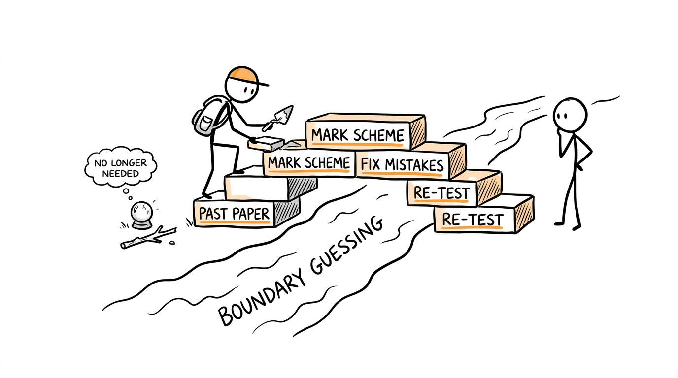A student builds a revision bridge while abandoning grade-boundary guesswork