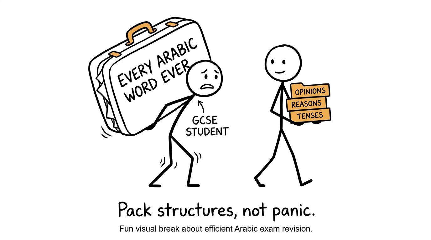 A student packing useful Arabic structures instead of every word ever