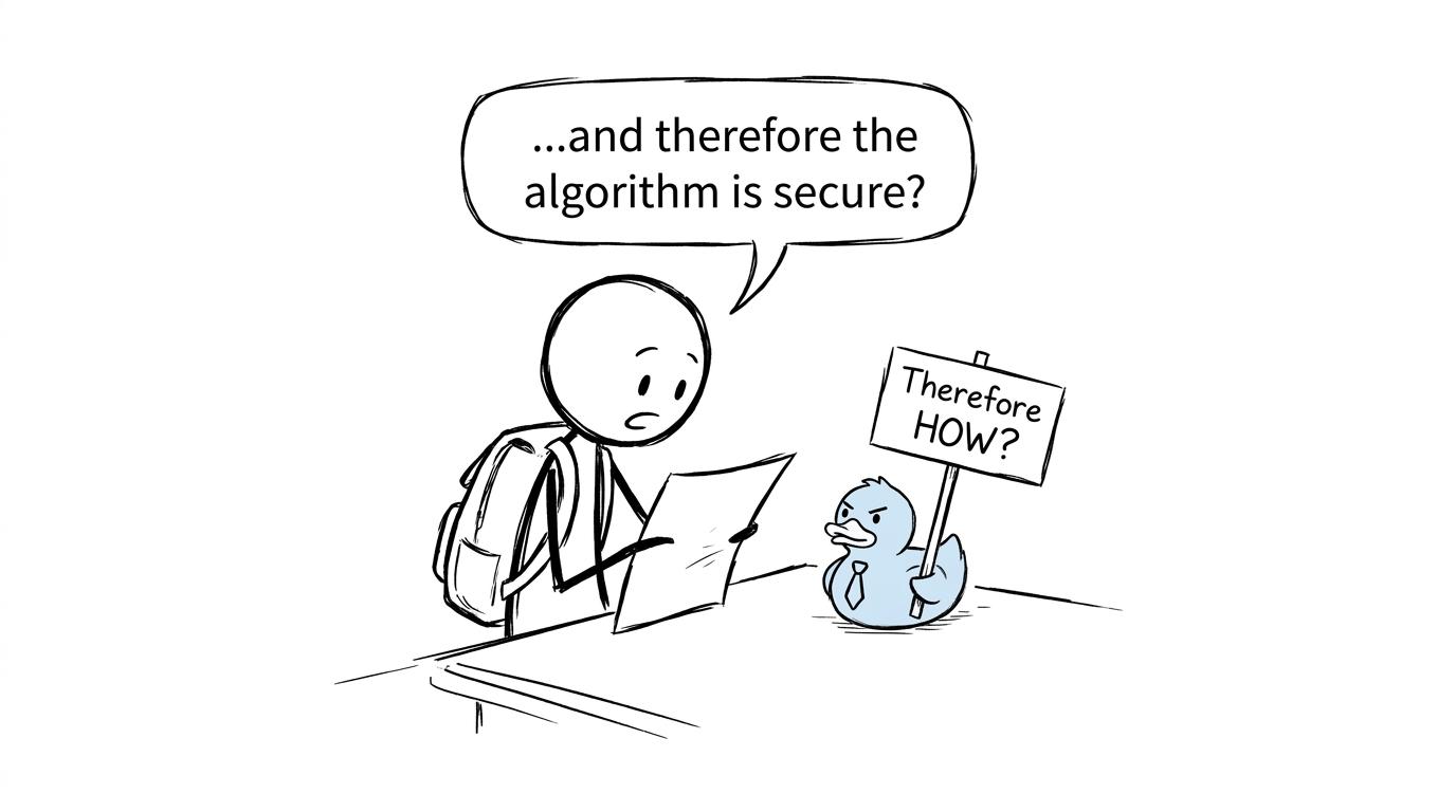 A student discovers that an examiner duck wants to know how the conclusion follows
