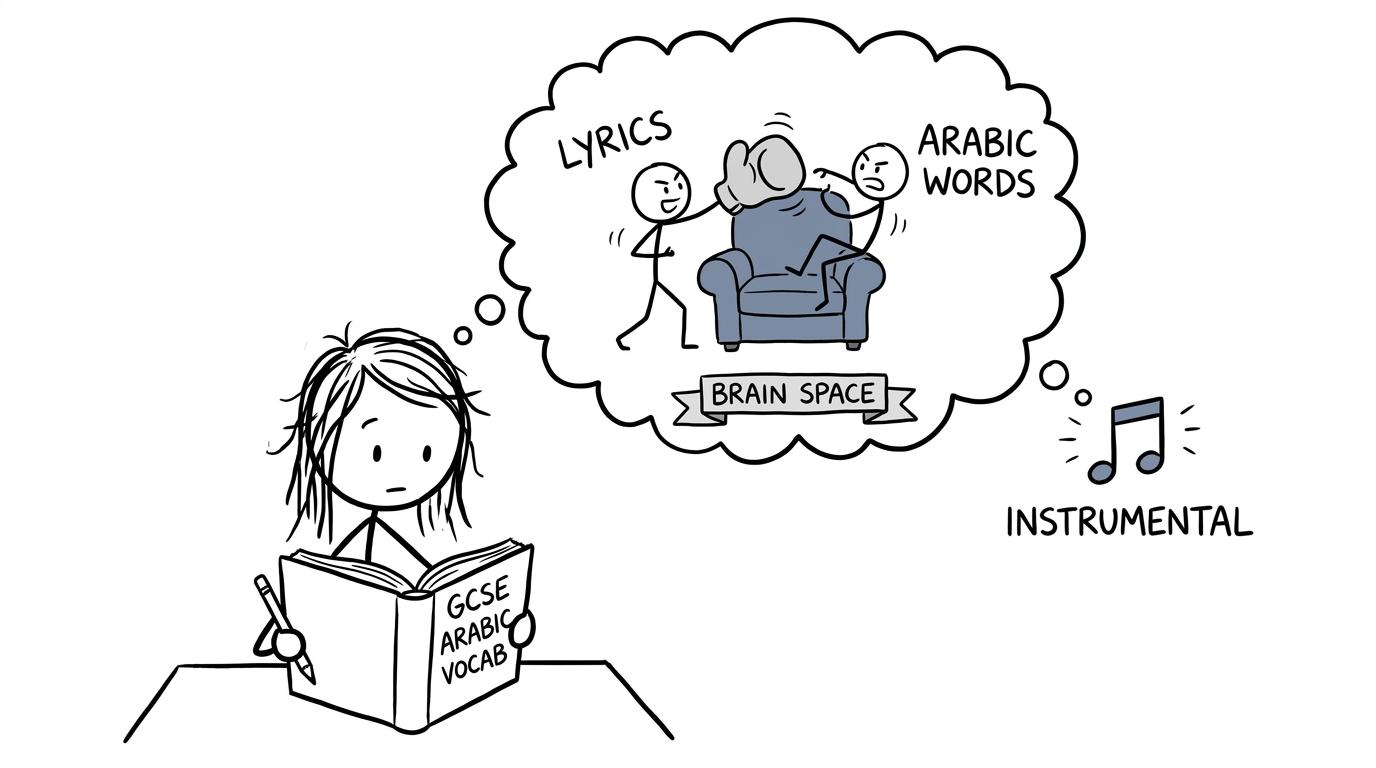 Two forms of language competing for one chair in a student's attention
