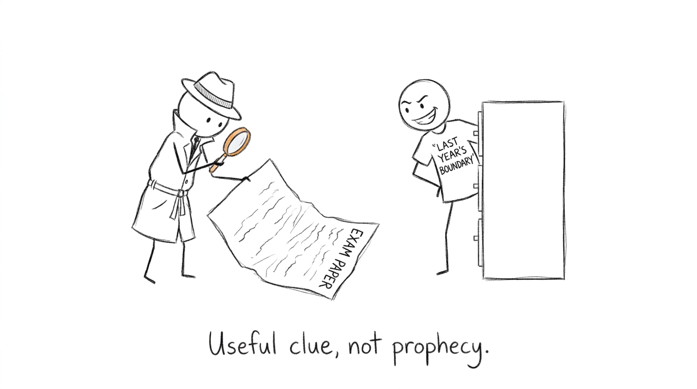 A student detective discovers that last year's grade boundary is a clue rather than a prophecy
