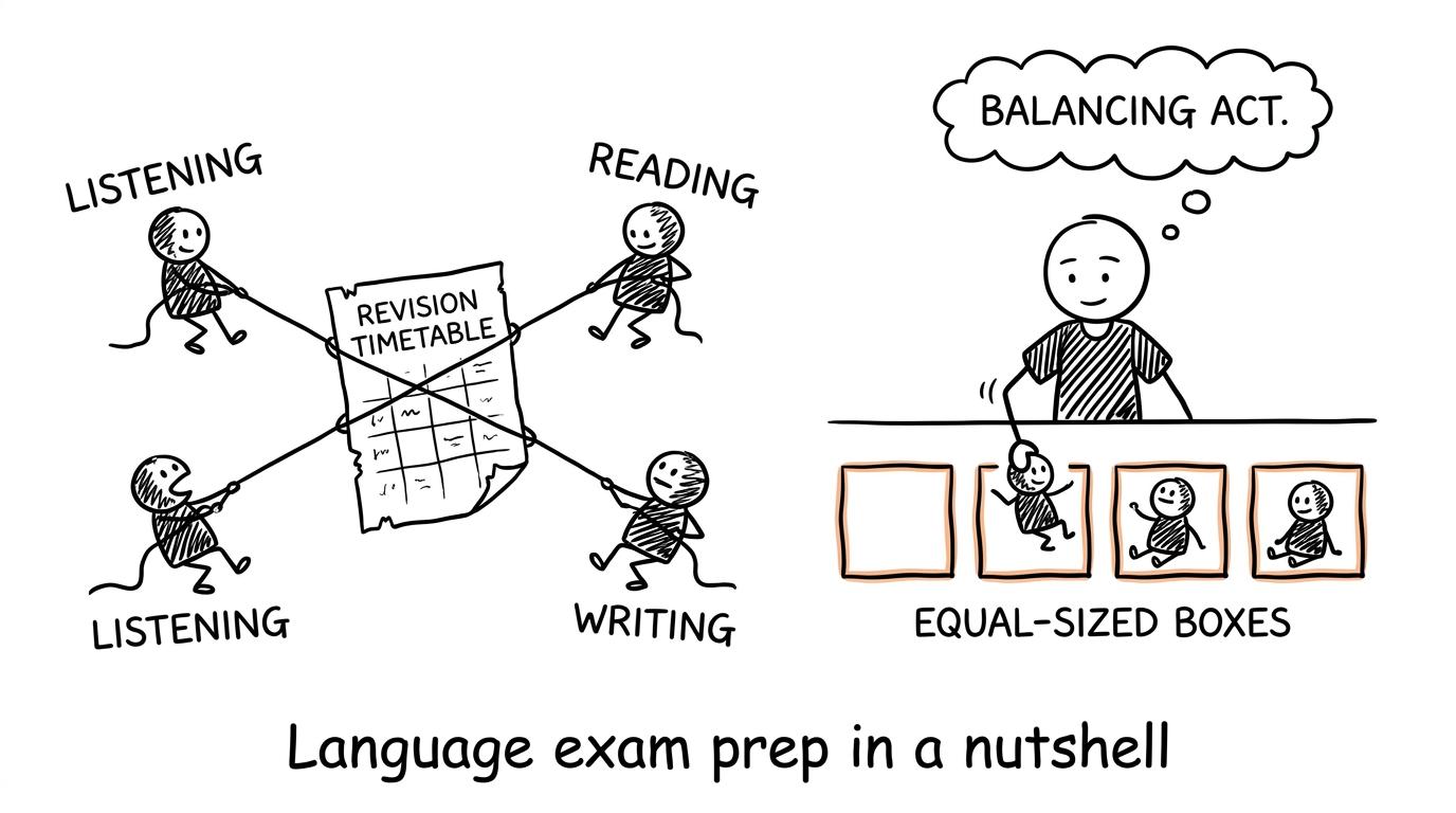 Four language skills competing for space in a revision plan