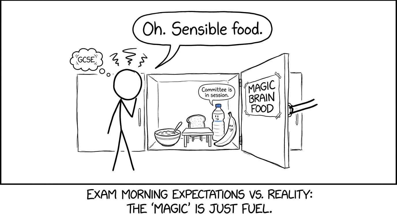 A GCSE student discovers that the magic brain-food cupboard contains ordinary breakfast