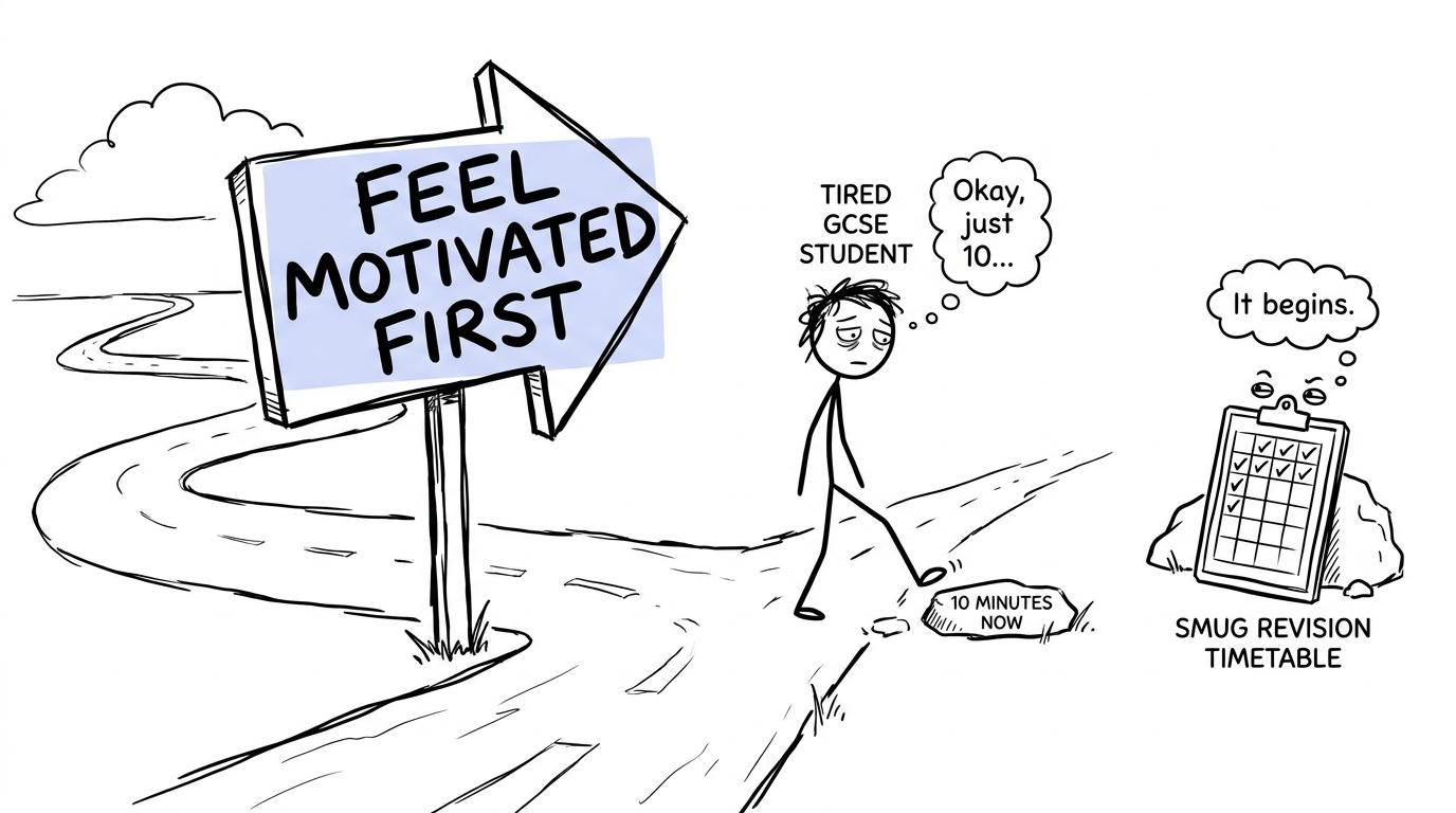 A student choosing ten minutes of revision instead of waiting for motivation