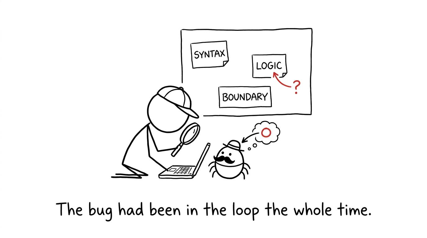 A student detective discovers that the programming bug was hiding inside the loop