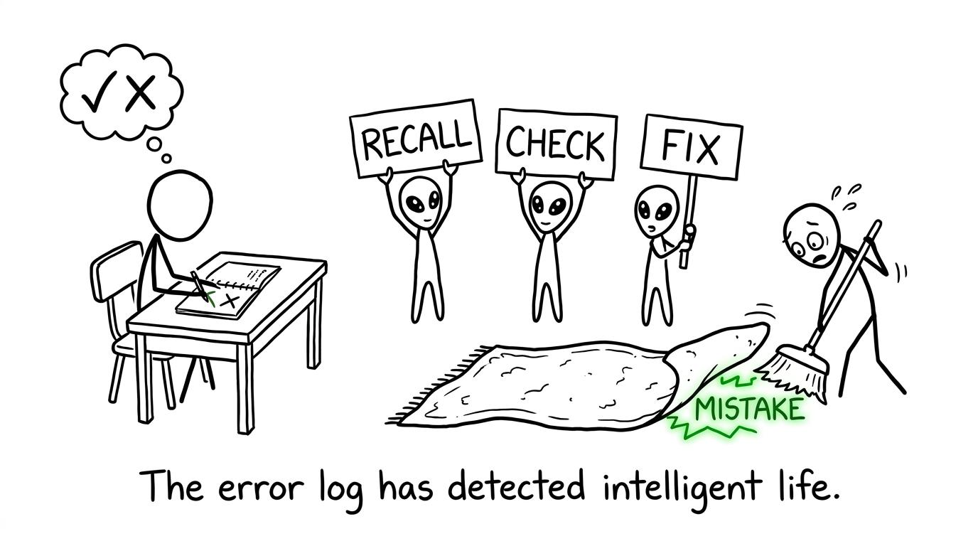 Aliens help a student find and fix revision errors