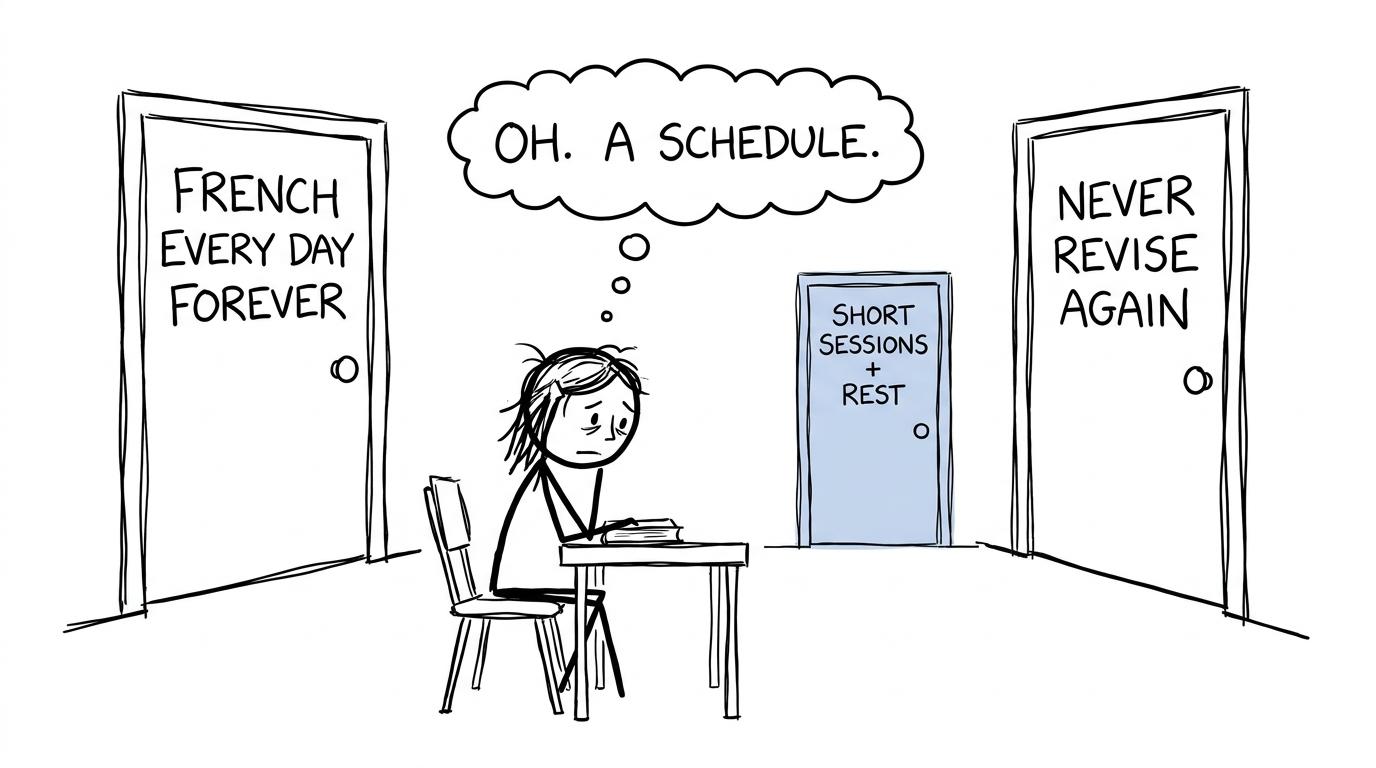 A student discovers the sensible middle door between endless revision and doing nothing