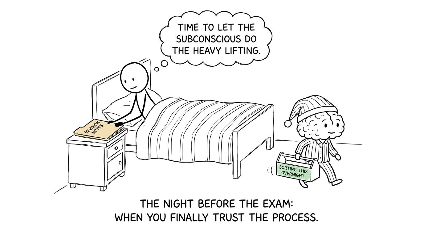 A helpful brain in pyjamas promises to organise the day's revision overnight