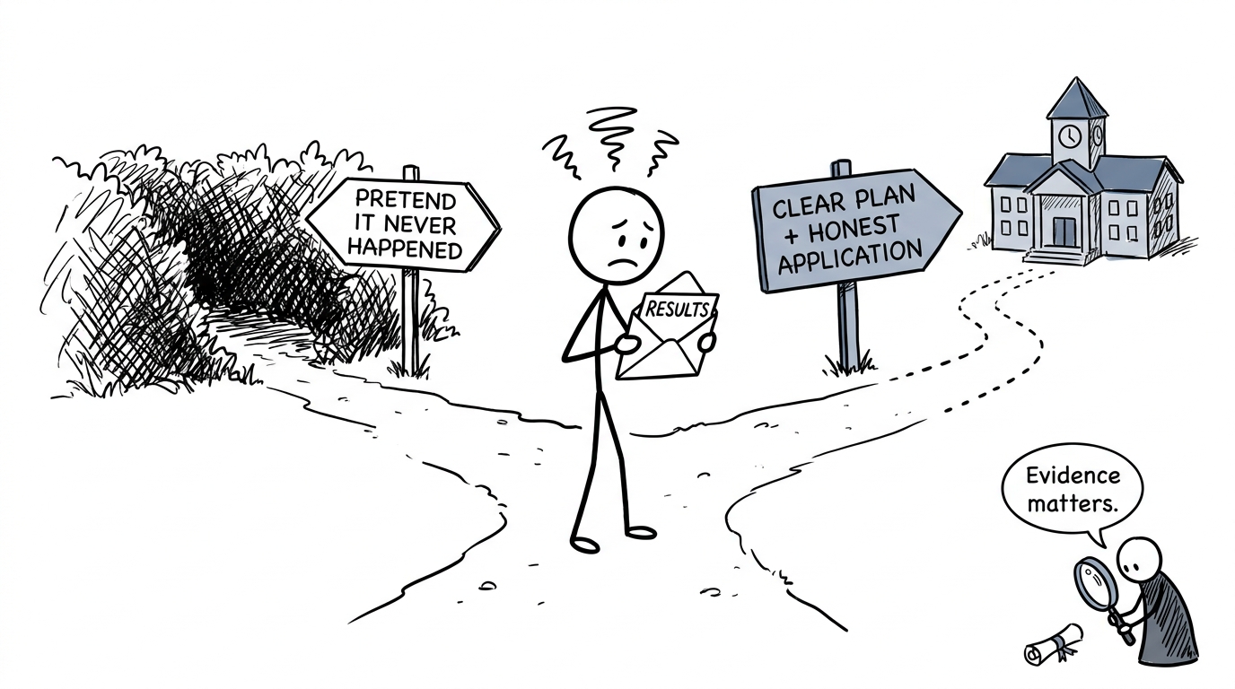 A student choosing between hiding a result and making an honest plan