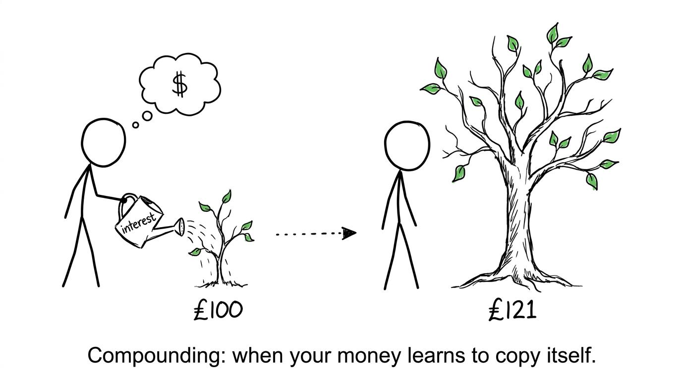 Money tree compounding visual gag