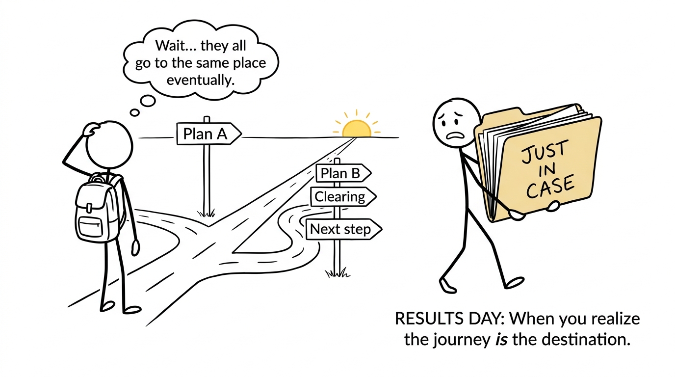 A student discovers that Plan A, Plan B and Clearing all lead towards new opportunities