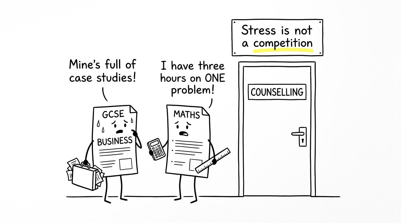 Business and maths papers remembering that stress is not a competition