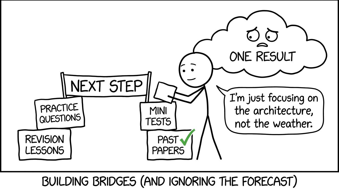 A student builds a bridge towards the next step using structured revision