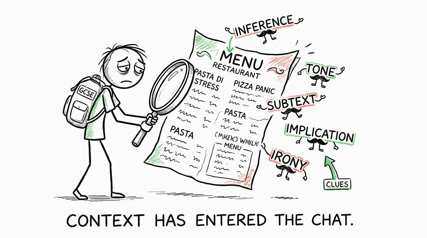 A student detective searching an Italian text for context clues