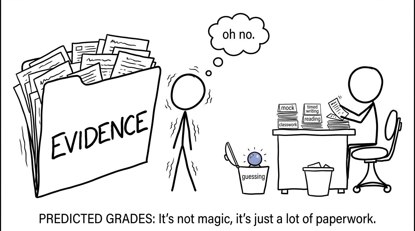 A teacher chooses evidence instead of a crystal ball when deciding a predicted grade