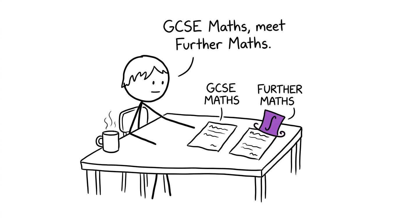 GCSE Maths meets Further Maths, which is wearing a tiny calculus hat