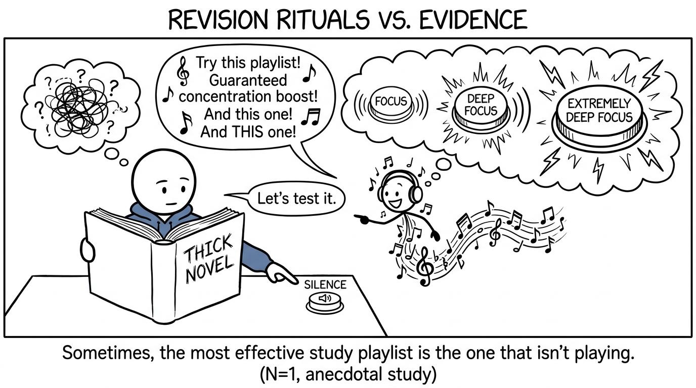 A student tests silence against increasingly dramatic focus playlists