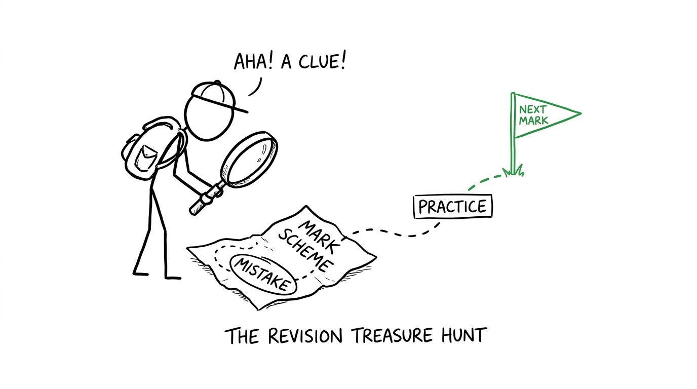 A student treating a mark scheme like a treasure map