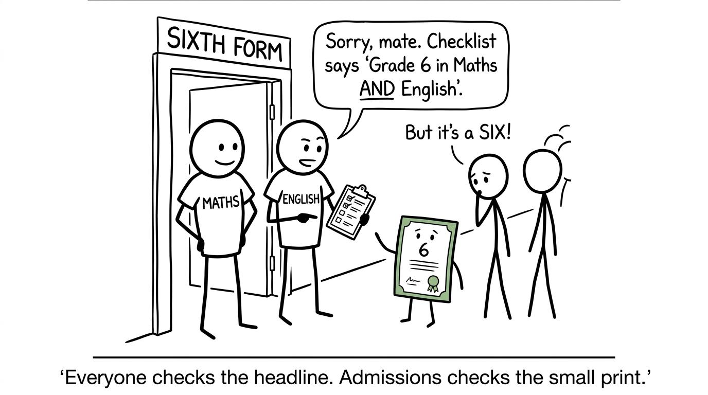 A grade certificate meeting the Maths and English admissions checks