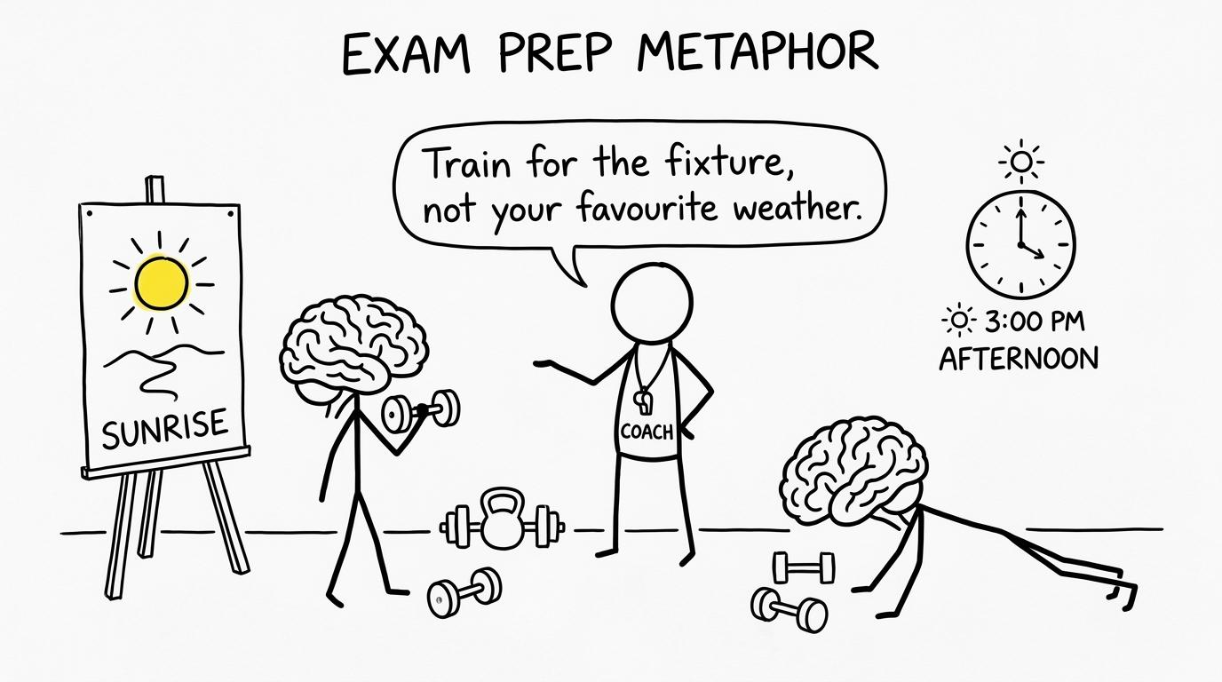 Two brains train at different times while a coach recommends preparing for the fixture