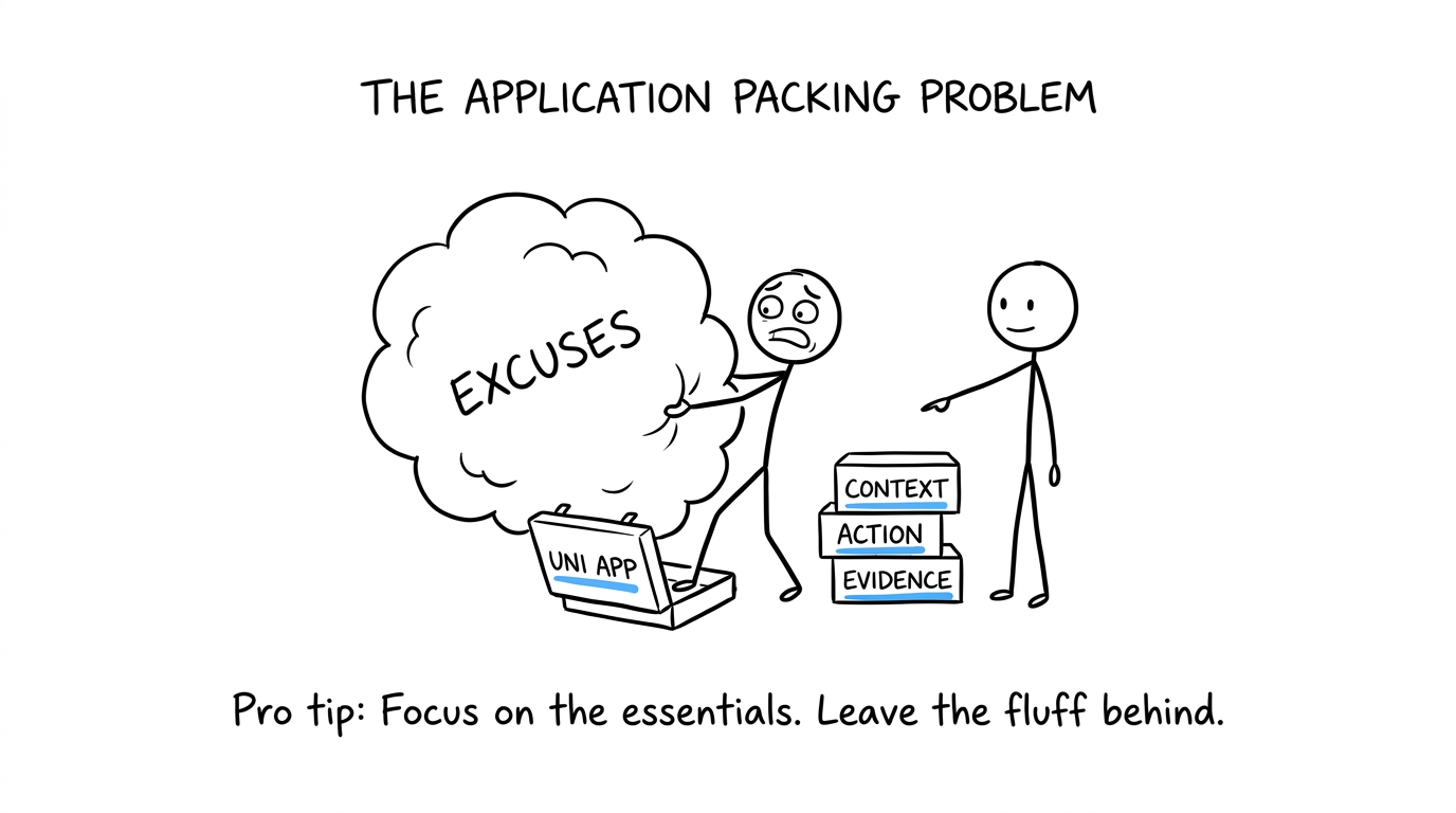 Packing context, action and evidence into an application