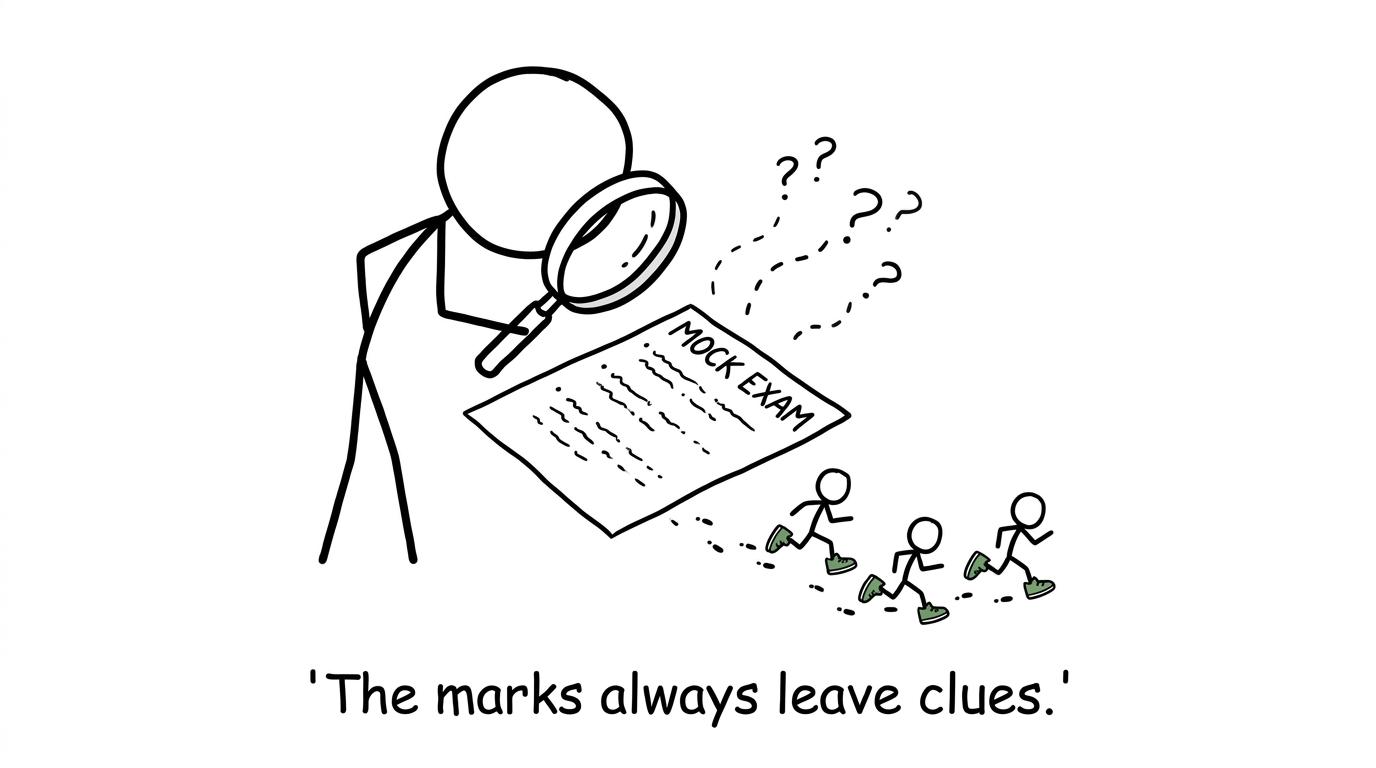 A student detective follows the clues left by escaped exam marks