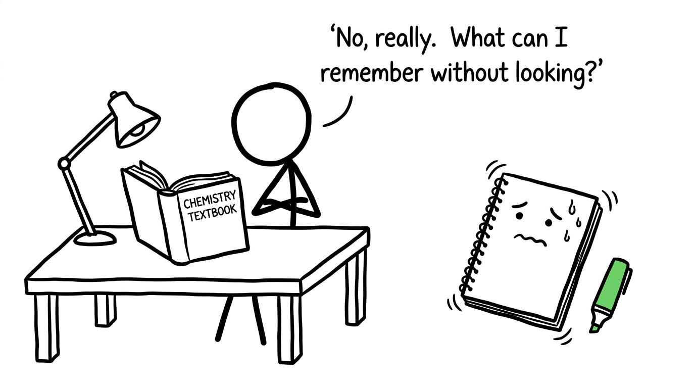 A student testing what they can recall without looking