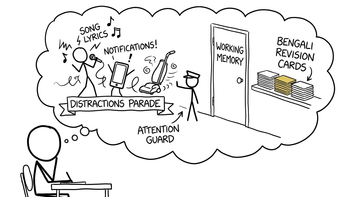 A tiny guard protecting working memory from lyrics and notifications