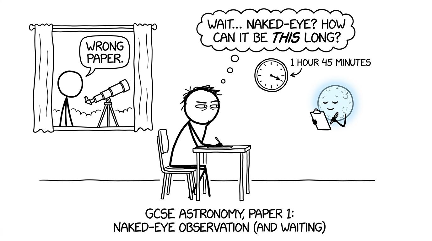 The exam clock appears far more dramatic than the Moon