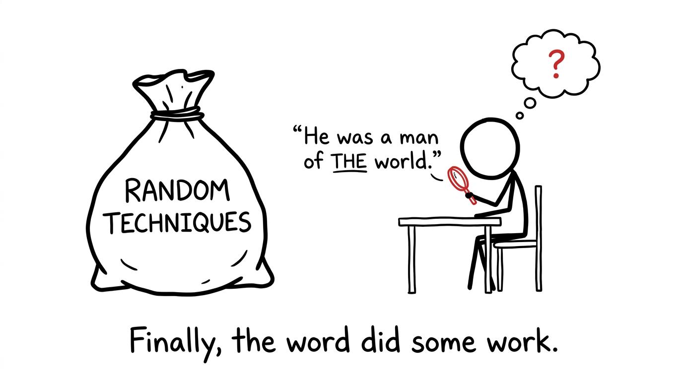 A student inspects one useful word instead of carrying random techniques