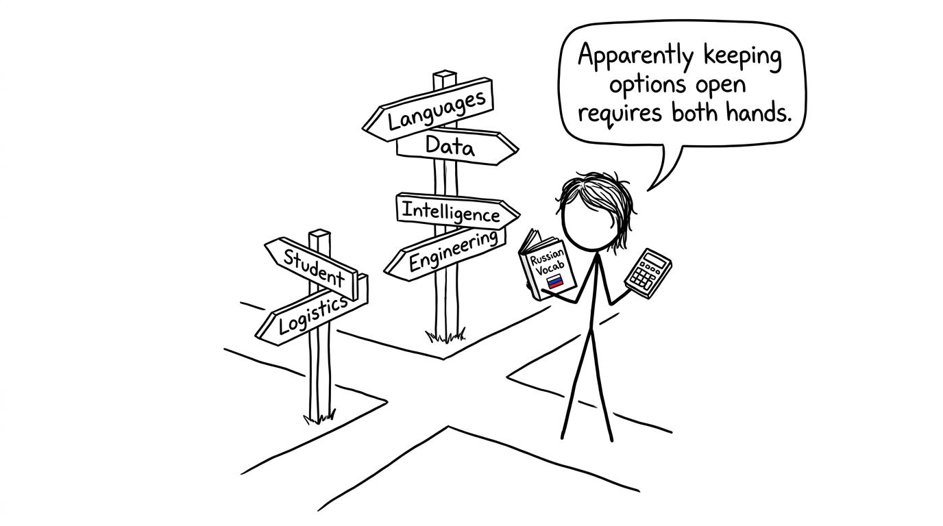 A student carrying Russian and maths skills at a careers crossroads